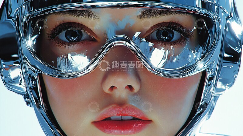 高清大图下载【趣麦麦图】镀铬机器人女性1