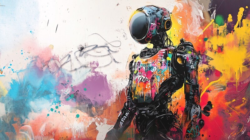 高清大图下载【趣麦麦图】机器人涂鸦艺术1