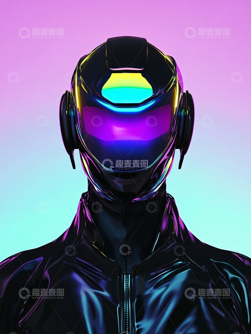 高清大图下载【趣麦麦图】未来赛博头盔3