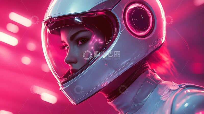 高清大图下载【趣麦麦图】紫色粉色摩托太空服2