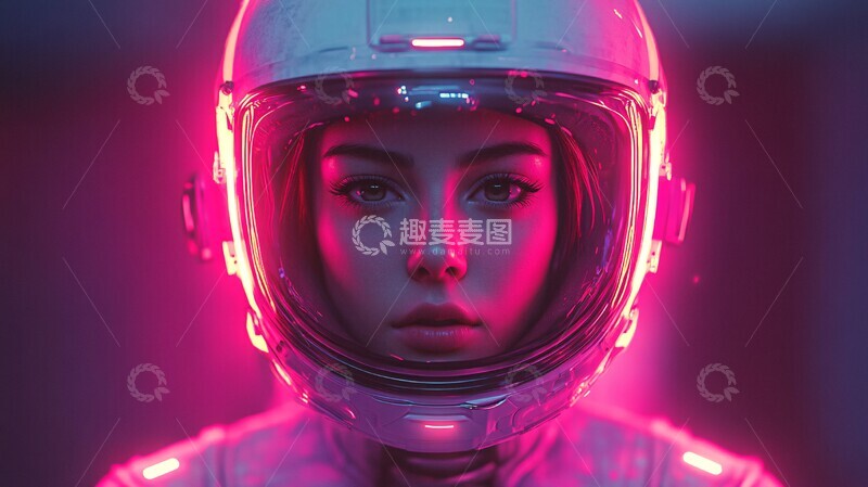 高清大图下载【趣麦麦图】紫色粉色摩托太空服1