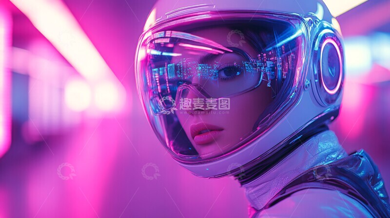 高清大图下载【趣麦麦图】紫色粉色摩托太空服3