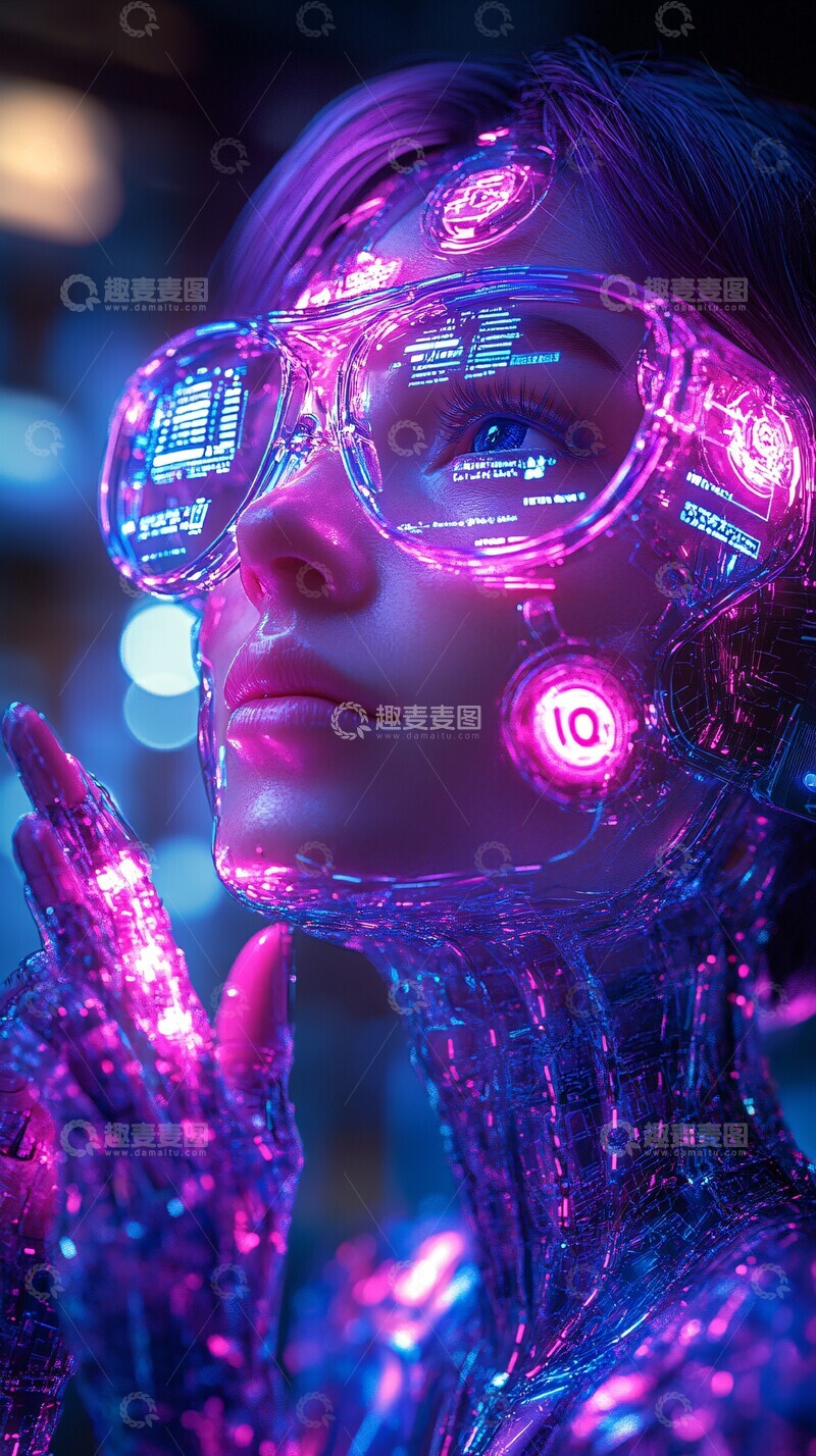 高清大图下载【趣麦麦图】紫色机器人办公场景3