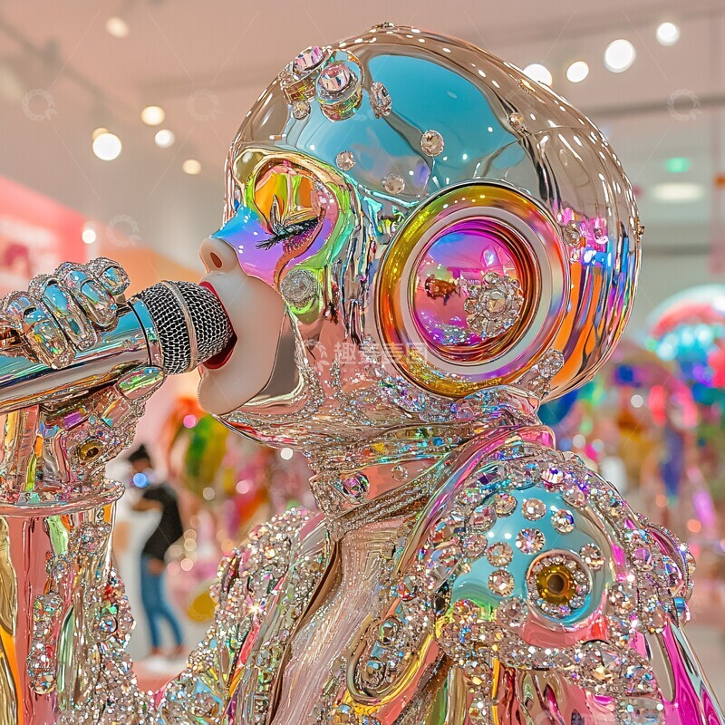 高清大图下载【趣麦麦图】彩虹水晶麦克风2