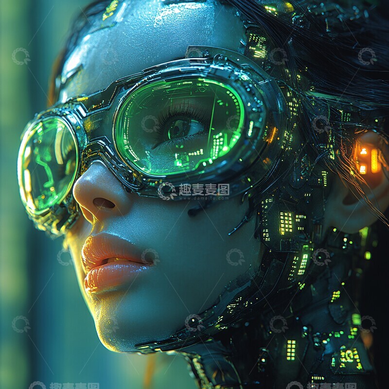 高清大图下载【趣麦麦图】赛博女头盔零件2