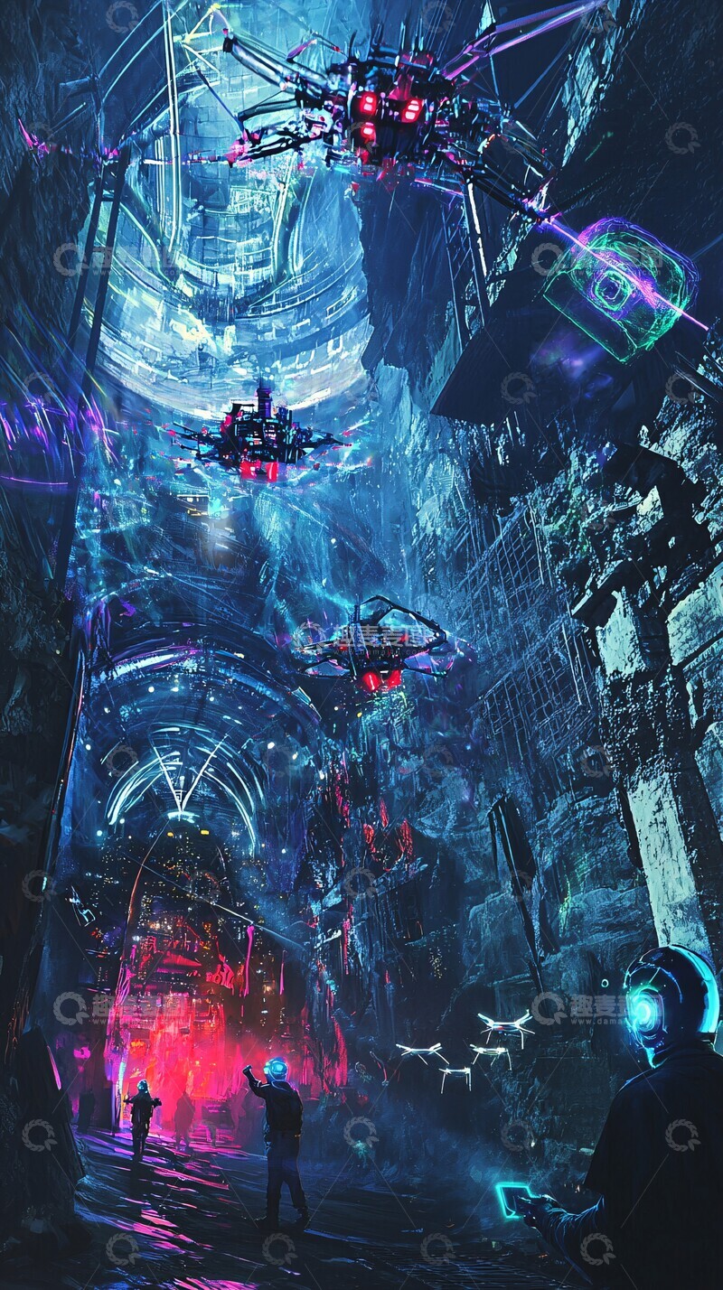 高清大图下载【趣麦麦图】地下极客聚会生物发光面具2