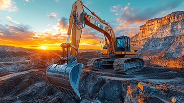 挖掘机工地夕阳3