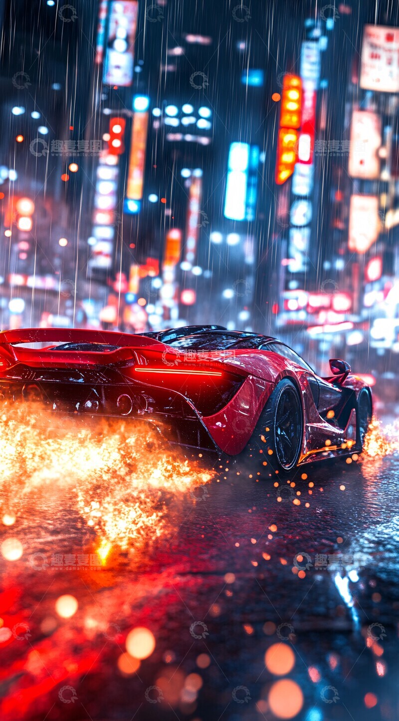 高清大图下载【趣麦麦图】红超跑雨夜飞驰2