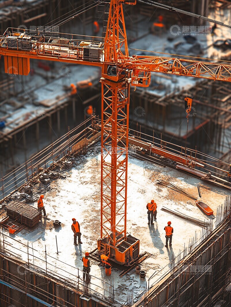 高清大图下载【趣麦麦图】吊车与工人施工3