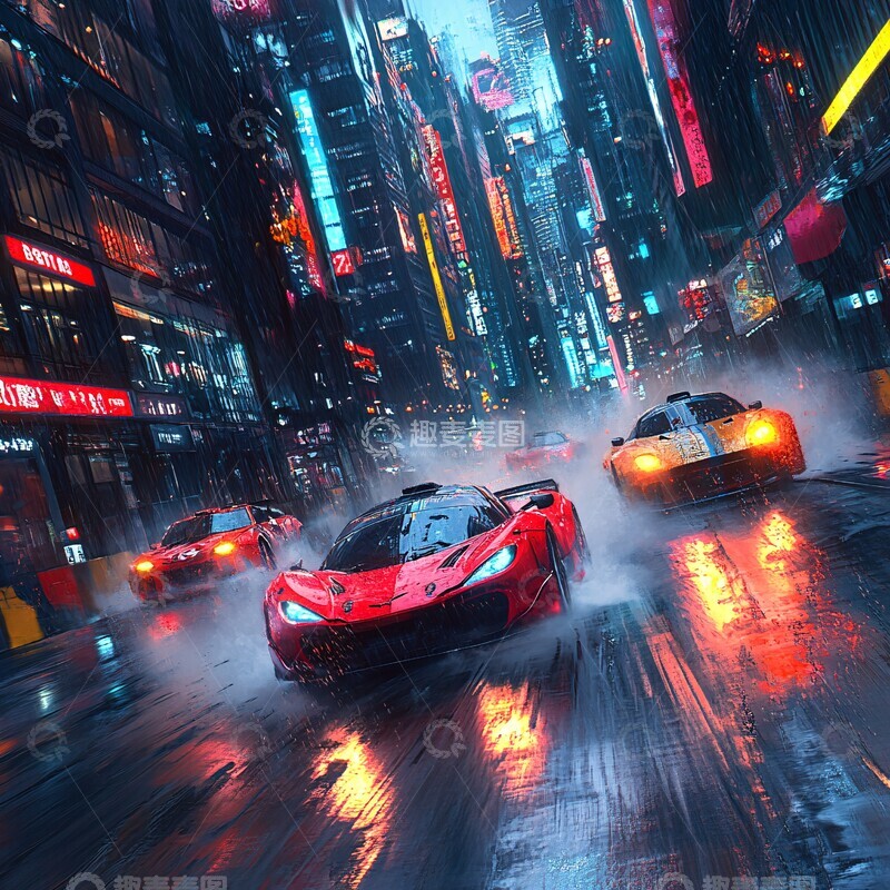 高清大图下载【趣麦麦图】都市赛车夜景3