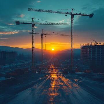 工地夕照工地夕照吊车2