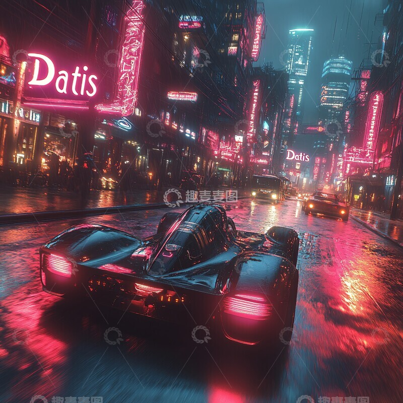高清大图下载【趣麦麦图】-霓虹城市赛车