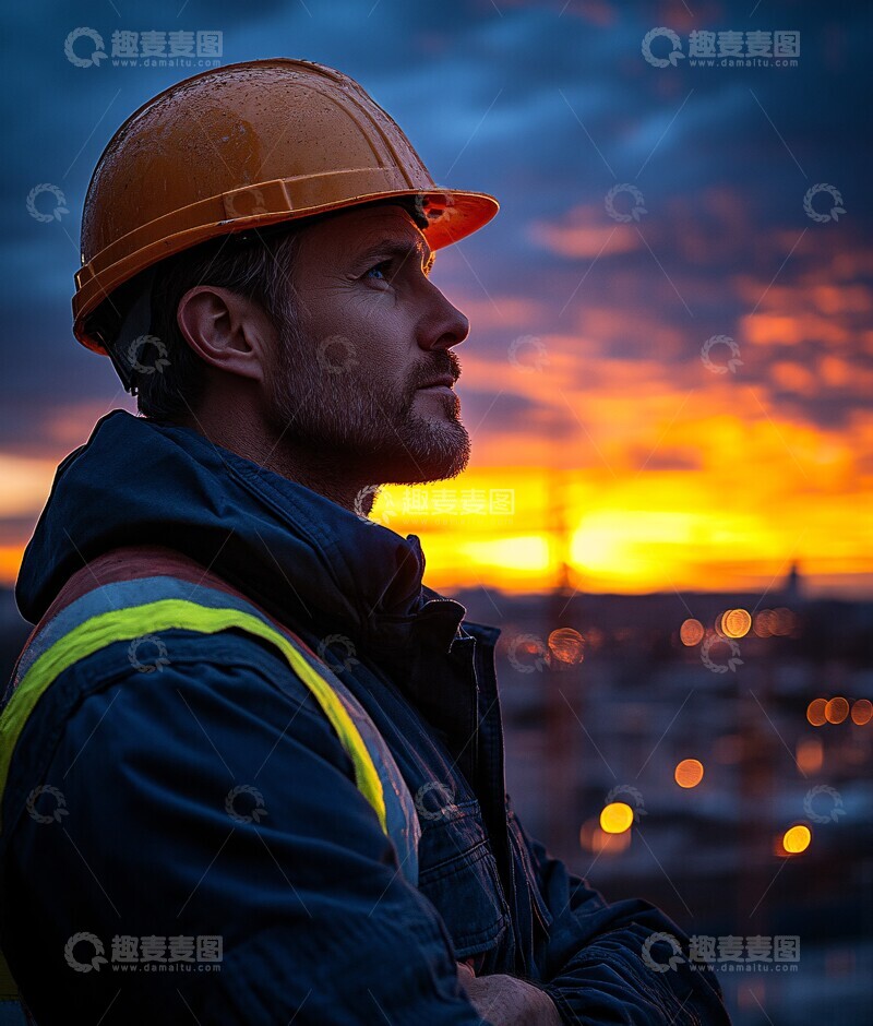 高清大图下载【趣麦麦图】工程师看工地1