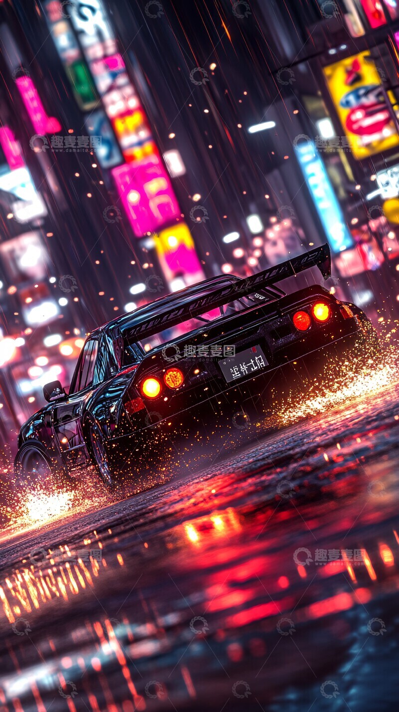 高清大图下载【趣麦麦图】轮胎飞溅夜光3