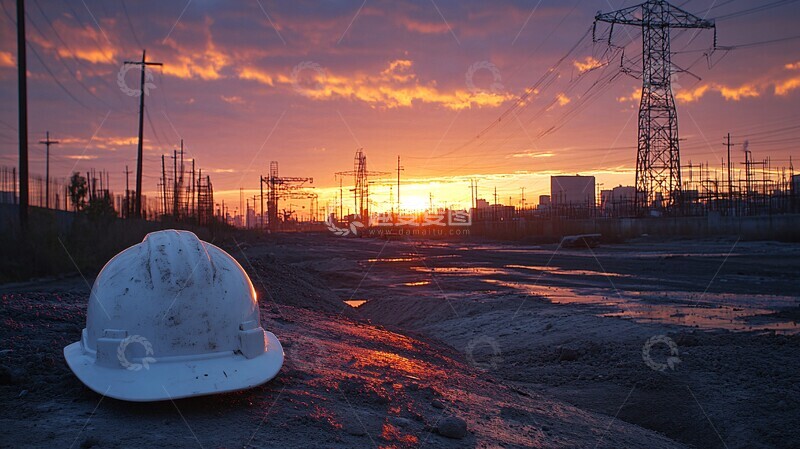 高清大图下载【趣麦麦图】工地安全帽晨景3