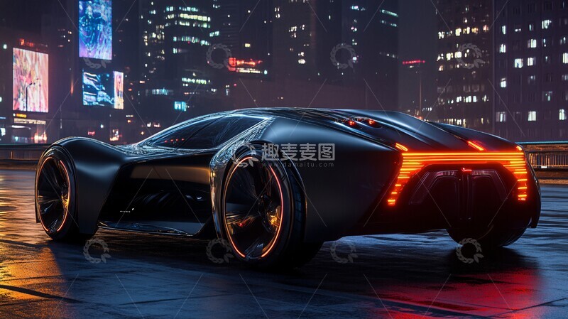 高清大图下载【趣麦麦图】未来跑车街头夜景3