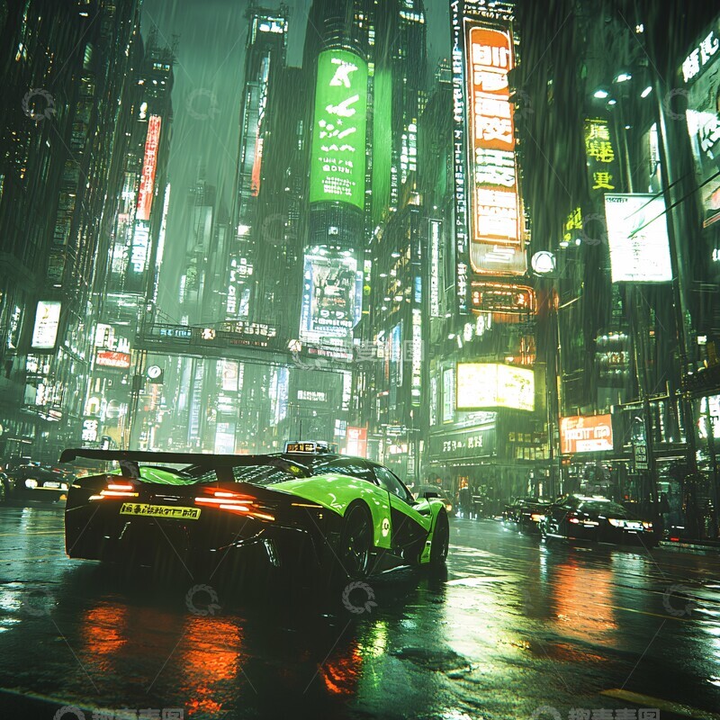 高清大图下载【趣麦麦图】霓虹街景夜色1