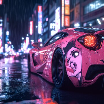 冷艳动漫女涂鸦跑车3