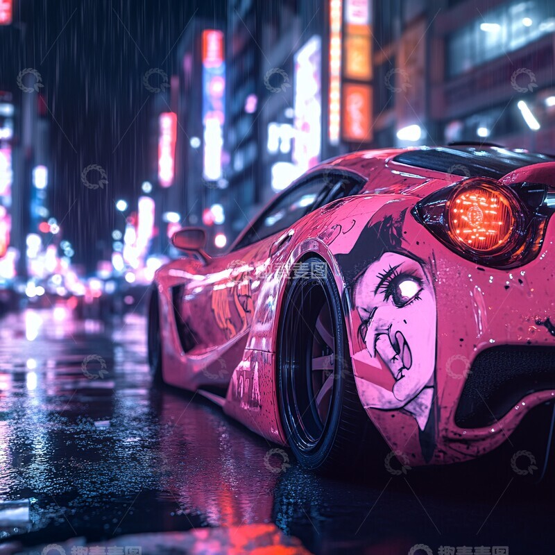 冷艳动漫女涂鸦跑车3