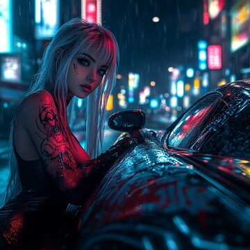 冷艳动漫女涂鸦跑车2