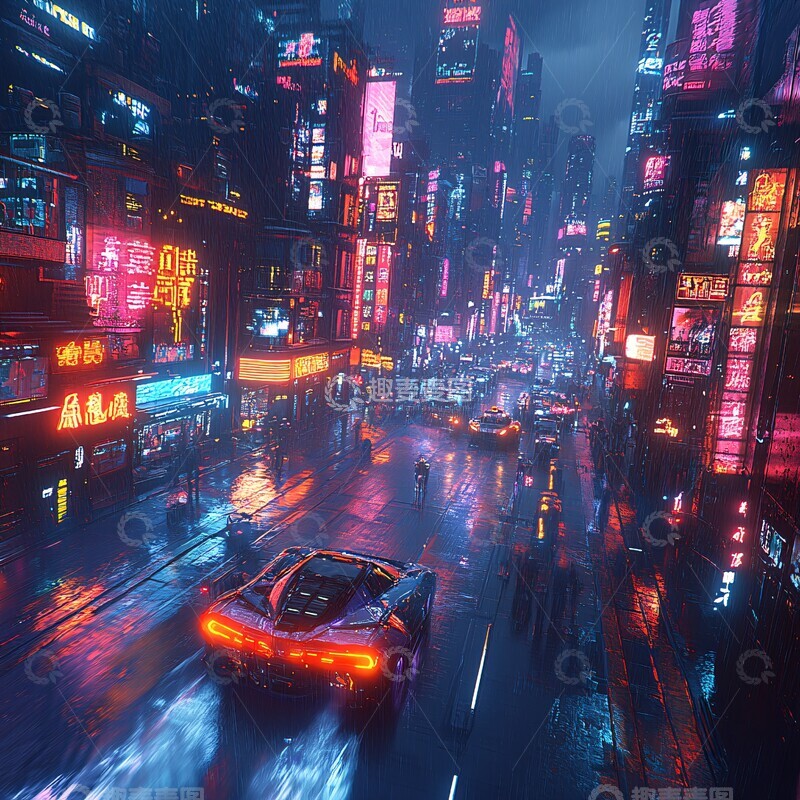 高清大图下载【趣麦麦图】霓虹都市飞驰车2