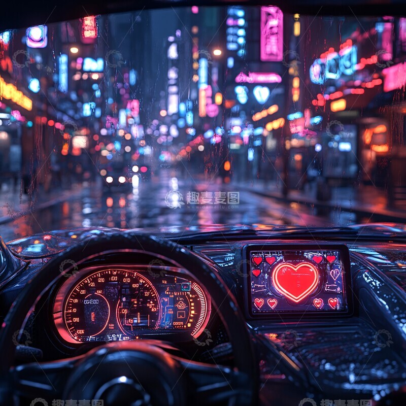 高清大图下载【趣麦麦图】未来之心赛车夜景3