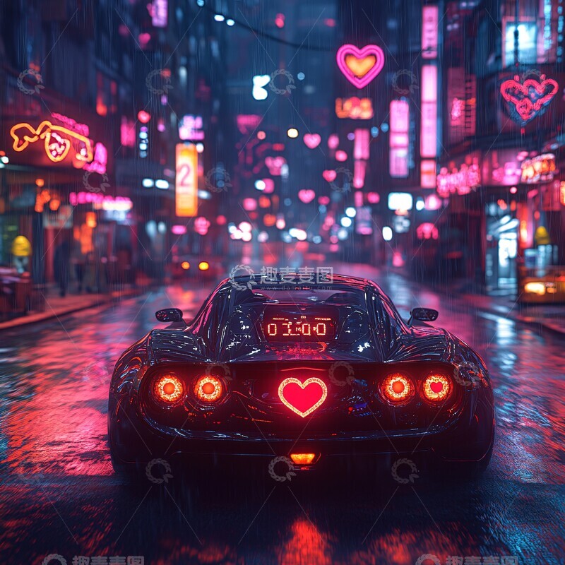 高清大图下载【趣麦麦图】未来之心赛车夜景2