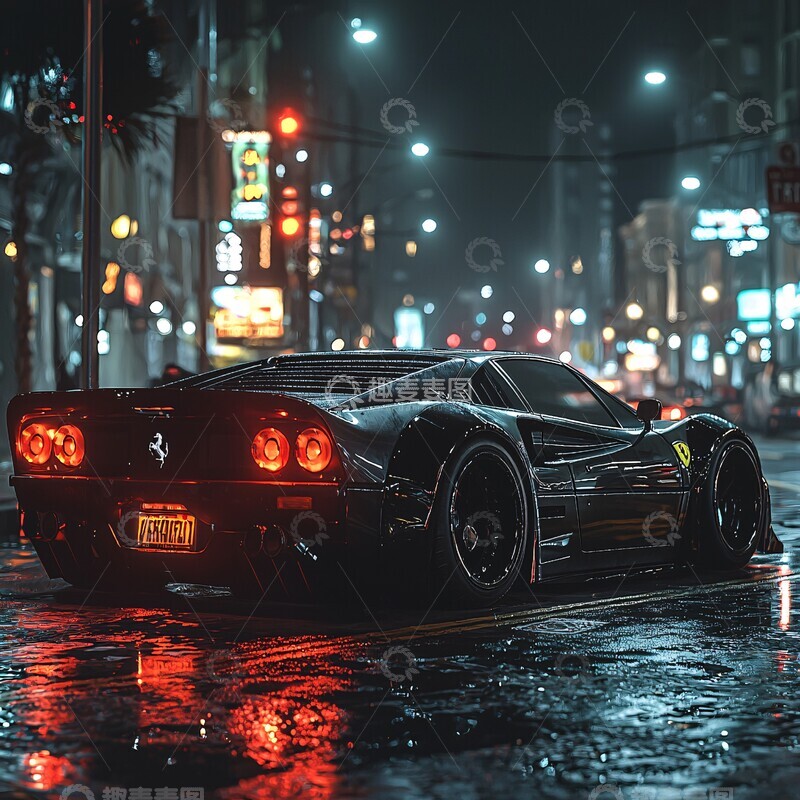 高清大图下载【趣麦麦图】黑色宽体法拉利3