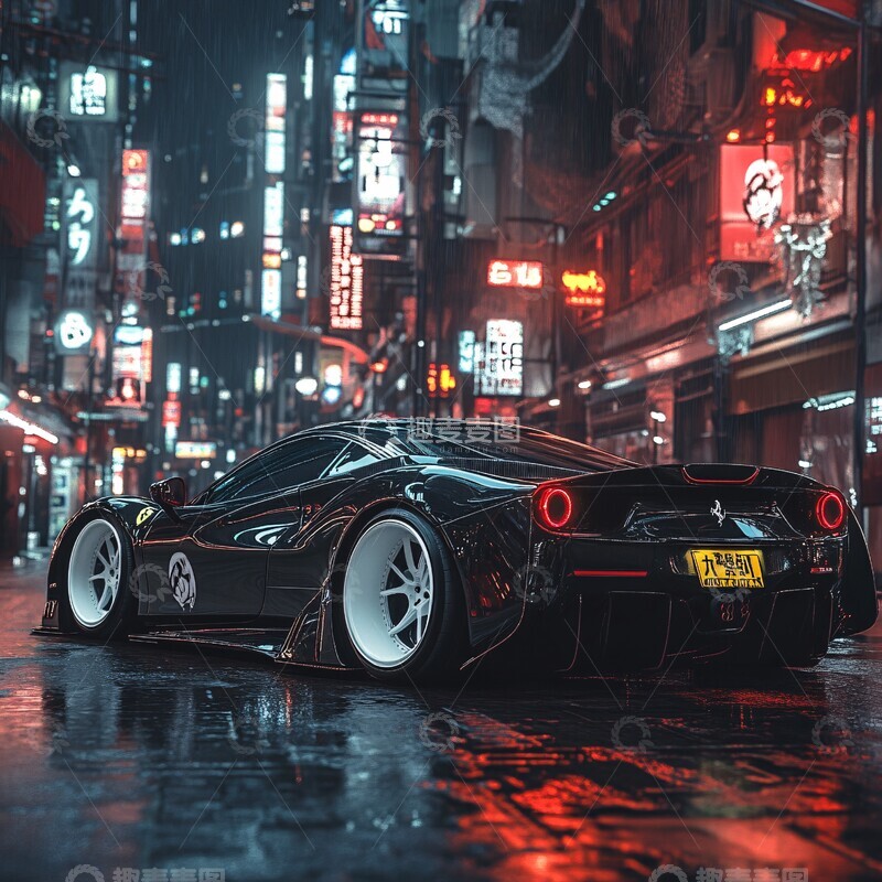 高清大图下载【趣麦麦图】-法拉利坐镇赛博城2