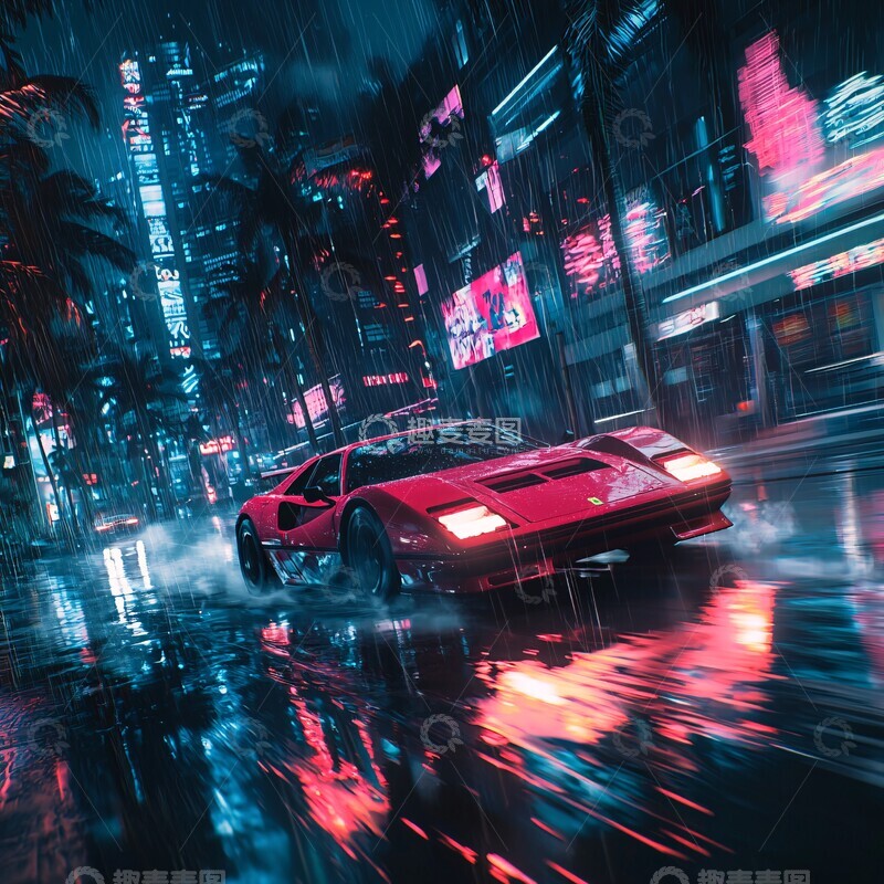 高清大图下载【趣麦麦图】法拉利赛车飞驰