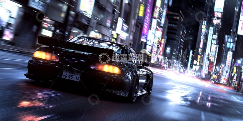 高清大图下载【趣麦麦图】-高速赛车城市夜景