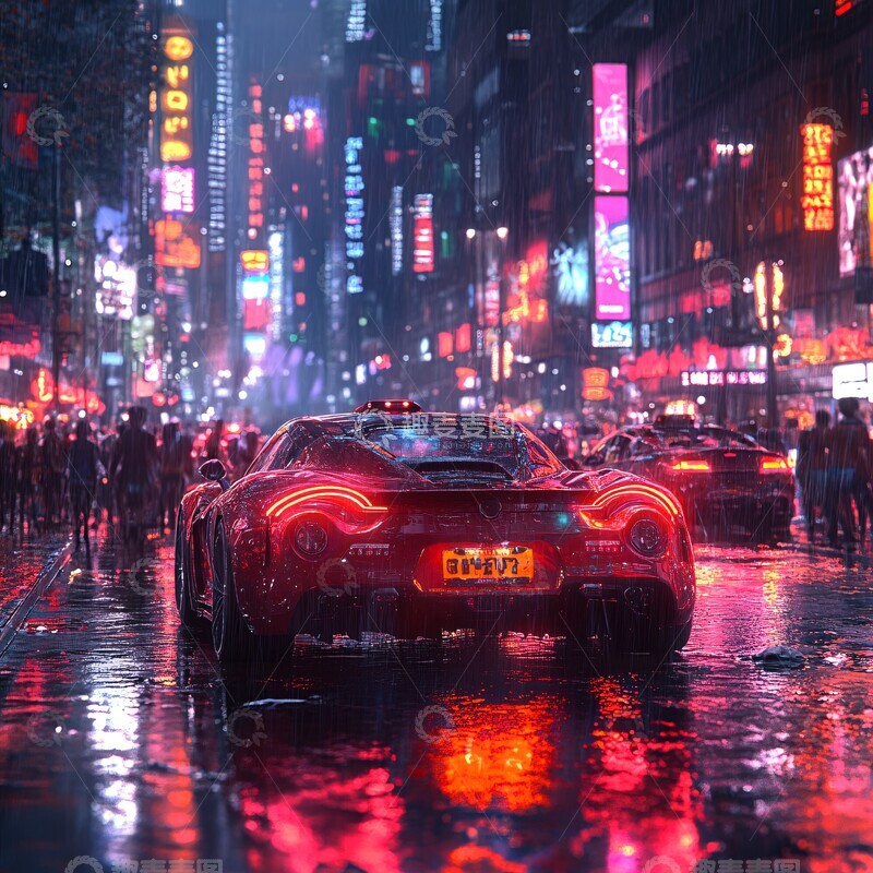 高清大图下载【趣麦麦图】夜城霓虹赛车派对1