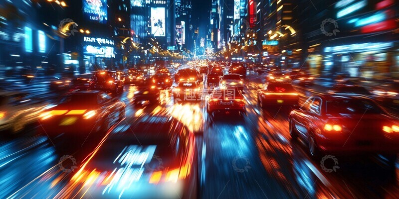 高清大图下载【趣麦麦图】-高速赛车城市夜景1
