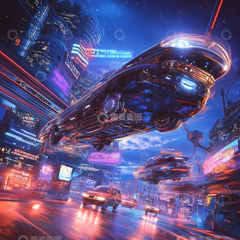 高清大图下载【趣麦麦图】飞车高楼蓝紫光3