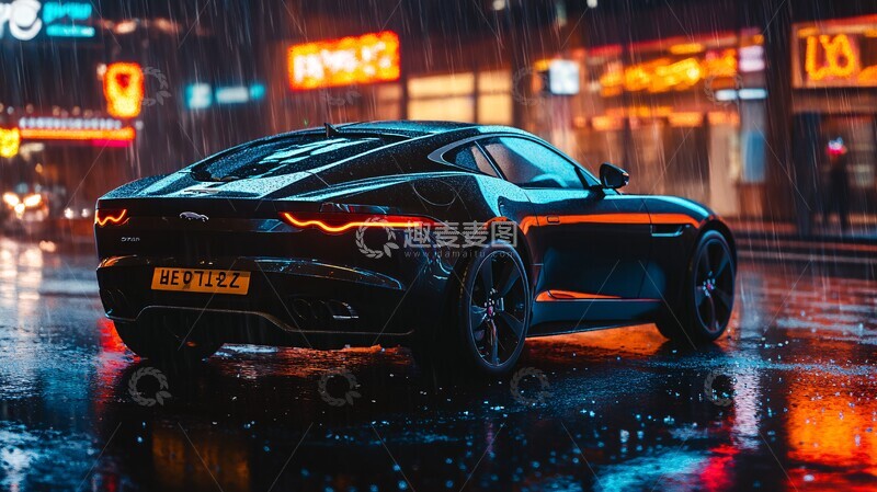 高清大图下载【趣麦麦图】雨夜飞驰飞驰街道汽车3