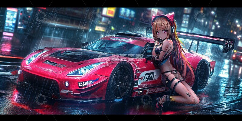 高清大图下载【趣麦麦图】雨夜跑车科技3
