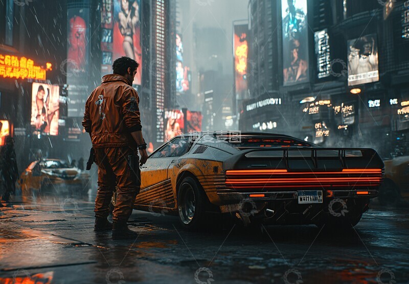 高清大图下载【趣麦麦图】皮衣男子持枪吸烟