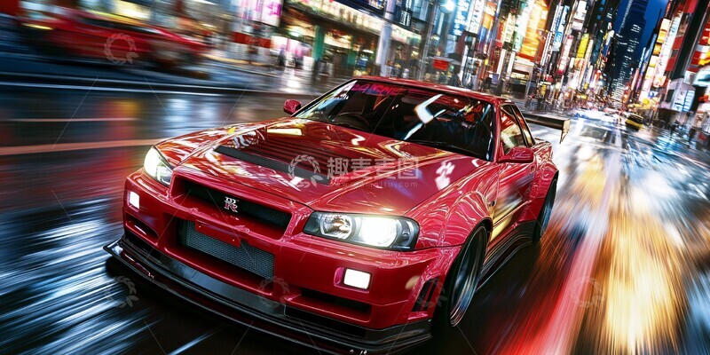 高清大图下载【趣麦麦图】-高速赛车城市夜景2