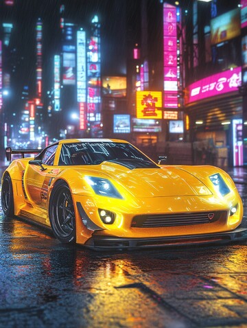 黄色跑车夜景2