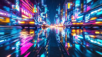 雨夜霓虹车流3
