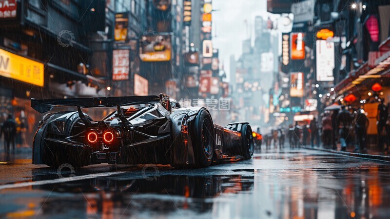 高清大图下载【趣麦麦图】-未来赛车城市街景1
