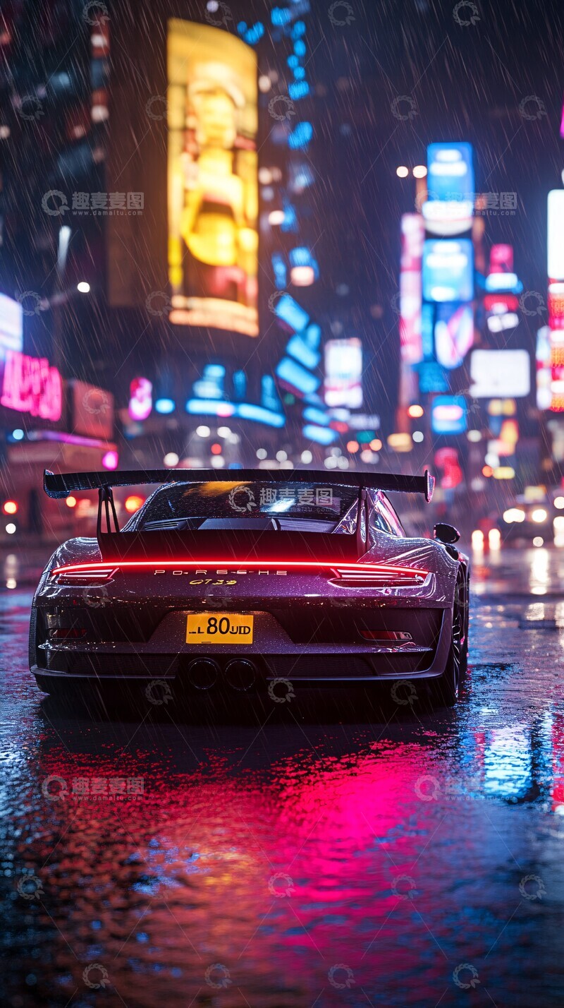 高清大图下载【趣麦麦图】保时捷夜景保时捷夜景街道3