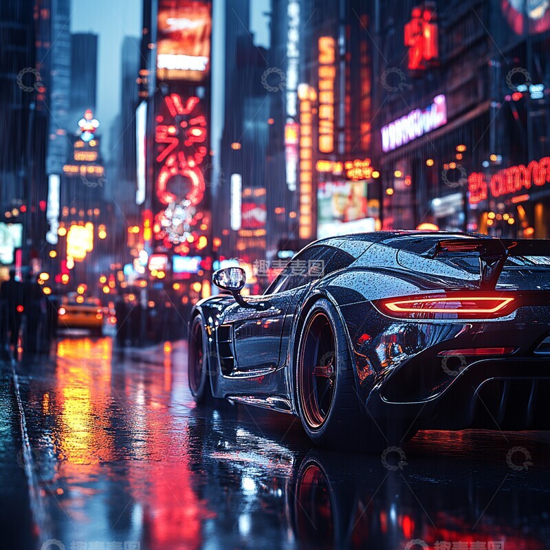 高清大图下载【趣麦麦图】豪车飞驰都市夜景2