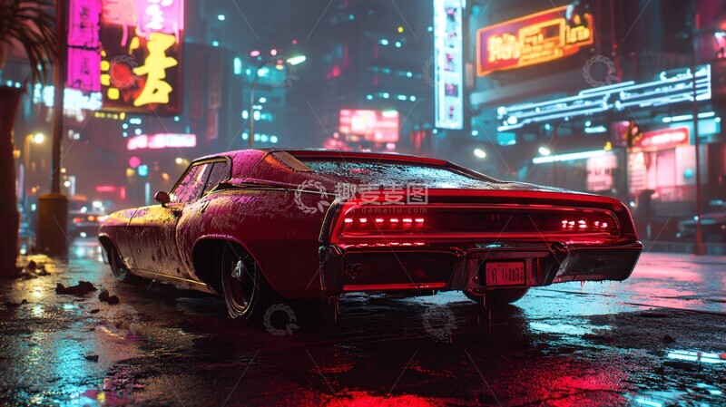 高清大图下载【趣麦麦图】年代赛博朋克车2
