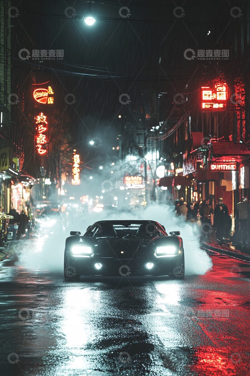 高清大图下载【趣麦麦图】夜幕街车漂移行2