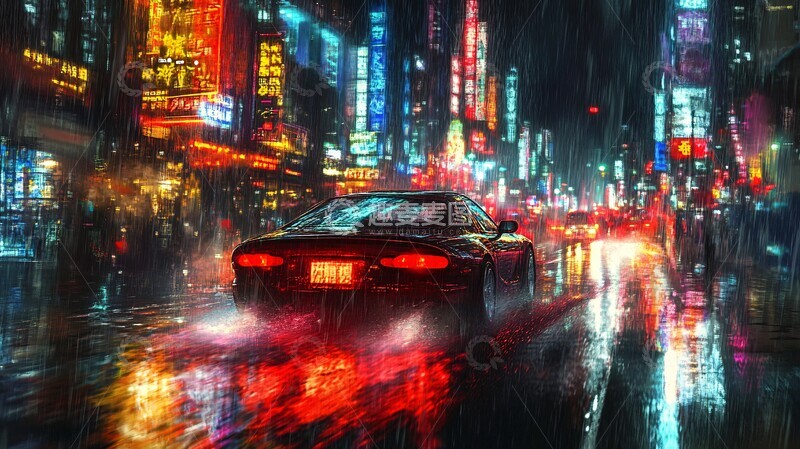高清大图下载【趣麦麦图】雨夜街头漂移3