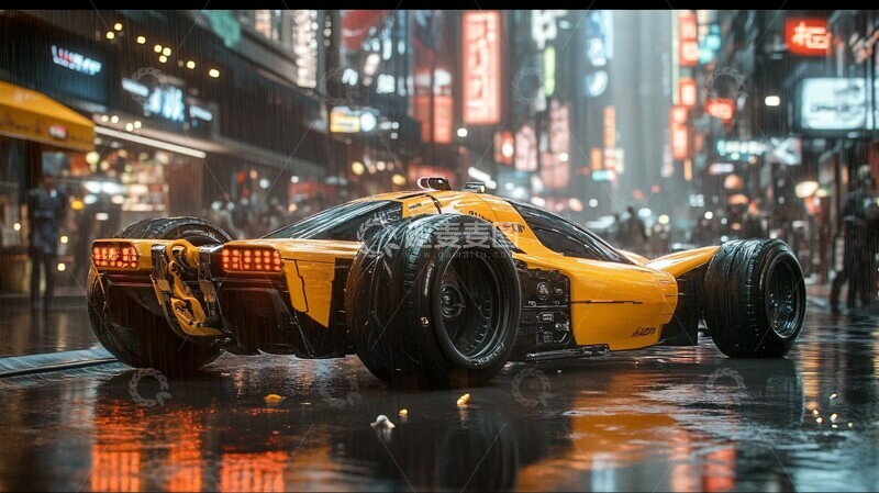 高清大图下载【趣麦麦图】未来赛车城市街景2