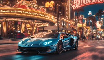 蓝跑车飞驰夜景1