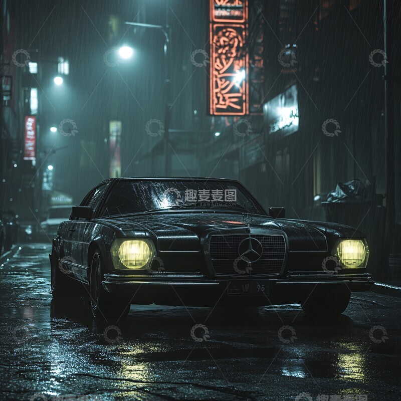 高清大图下载【趣麦麦图】黑色奔驰横置2