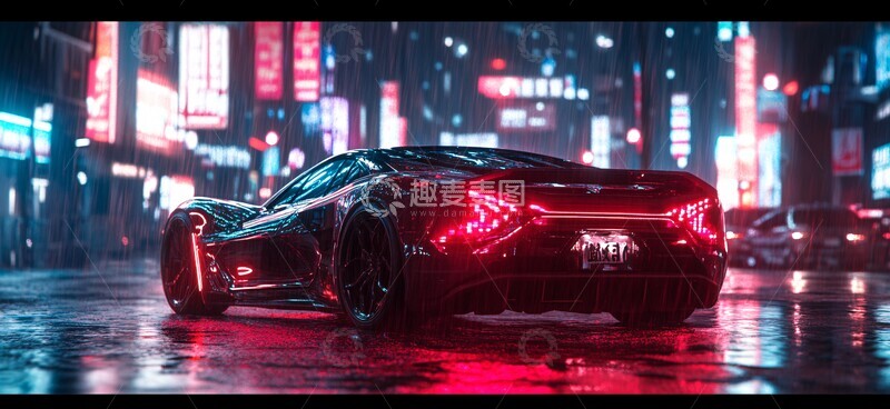 高清大图下载【趣麦麦图】夜色中的车街道灯光建筑3